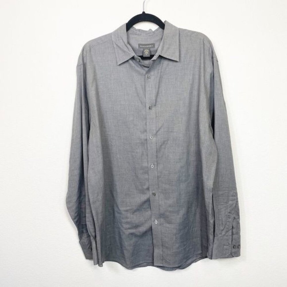 Banana Republic Soft Gray Button-Down Shirt Cotton Long Sleeve Classic Size XL